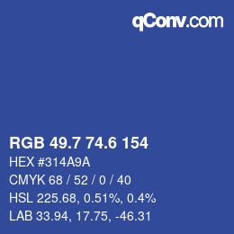 カラーコード: RGB 49.7 74.6 154 | qconv.com