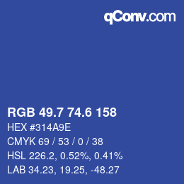 カラーコード: RGB 49.7 74.6 158 | qconv.com
