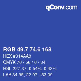 カラーコード: RGB 49.7 74.6 168 | qconv.com