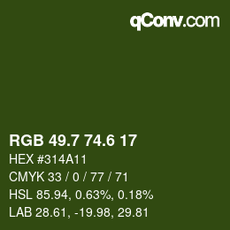 カラーコード: RGB 49.7 74.6 17 | qconv.com