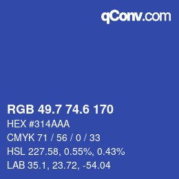 カラーコード: RGB 49.7 74.6 170 | qconv.com