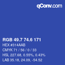カラーコード: RGB 49.7 74.6 171 | qconv.com