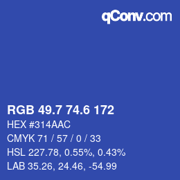 カラーコード: RGB 49.7 74.6 172 | qconv.com