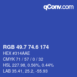 カラーコード: RGB 49.7 74.6 174 | qconv.com