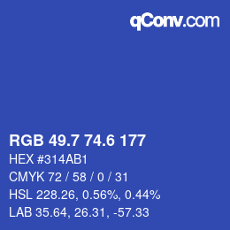 カラーコード: RGB 49.7 74.6 177 | qconv.com