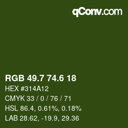 カラーコード: RGB 49.7 74.6 18 | qconv.com