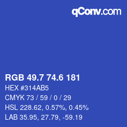 カラーコード: RGB 49.7 74.6 181 | qconv.com