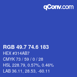 カラーコード: RGB 49.7 74.6 183 | qconv.com