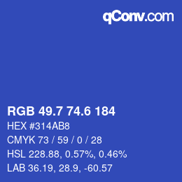 カラーコード: RGB 49.7 74.6 184 | qconv.com