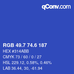 カラーコード: RGB 49.7 74.6 187 | qconv.com