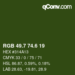 カラーコード: RGB 49.7 74.6 19 | qconv.com
