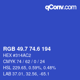 カラーコード: RGB 49.7 74.6 194 | qconv.com