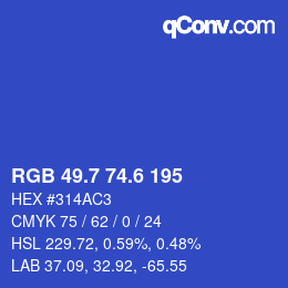 カラーコード: RGB 49.7 74.6 195 | qconv.com