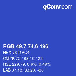 カラーコード: RGB 49.7 74.6 196 | qconv.com