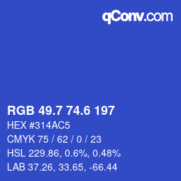 カラーコード: RGB 49.7 74.6 197 | qconv.com