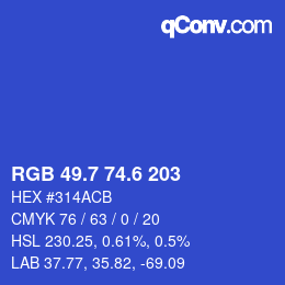 カラーコード: RGB 49.7 74.6 203 | qconv.com