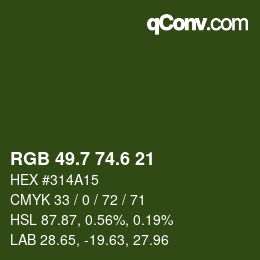 カラーコード: RGB 49.7 74.6 21 | qconv.com