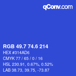 カラーコード: RGB 49.7 74.6 214 | qconv.com