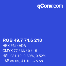 カラーコード: RGB 49.7 74.6 218 | qconv.com