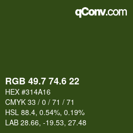 カラーコード: RGB 49.7 74.6 22 | qconv.com