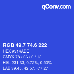 カラーコード: RGB 49.7 74.6 222 | qconv.com