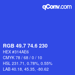 カラーコード: RGB 49.7 74.6 230 | qconv.com