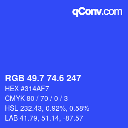 カラーコード: RGB 49.7 74.6 247 | qconv.com