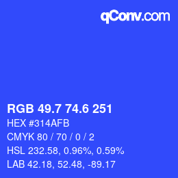 カラーコード: RGB 49.7 74.6 251 | qconv.com