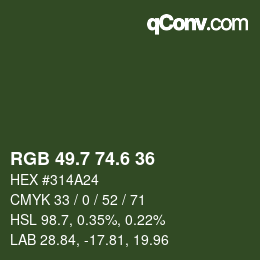 カラーコード: RGB 49.7 74.6 36 | qconv.com