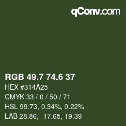 カラーコード: RGB 49.7 74.6 37 | qconv.com