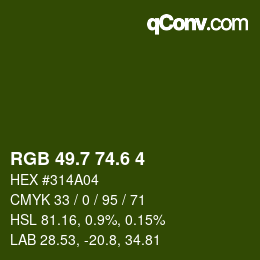 カラーコード: RGB 49.7 74.6 4 | qconv.com