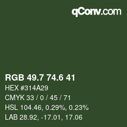 カラーコード: RGB 49.7 74.6 41 | qconv.com