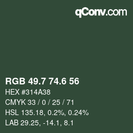 カラーコード: RGB 49.7 74.6 56 | qconv.com