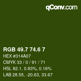 カラーコード: RGB 49.7 74.6 7 | qconv.com