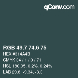 カラーコード: RGB 49.7 74.6 75 | qconv.com