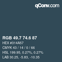 カラーコード: RGB 49.7 74.6 87 | qconv.com