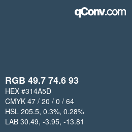カラーコード: RGB 49.7 74.6 93 | qconv.com