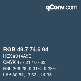 カラーコード: RGB 49.7 74.6 94 | qconv.com