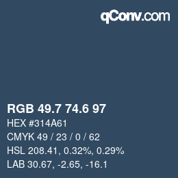 カラーコード: RGB 49.7 74.6 97 | qconv.com
