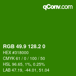 カラーコード: RGB 49.9 128.2 0 | qconv.com
