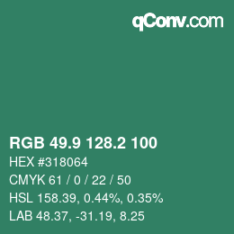 カラーコード: RGB 49.9 128.2 100 | qconv.com