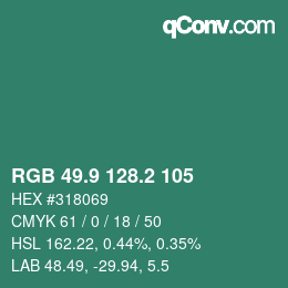 カラーコード: RGB 49.9 128.2 105 | qconv.com