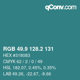Color code: RGB 49.9 128.2 131 | qconv.com