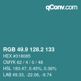 カラーコード: RGB 49.9 128.2 133 | qconv.com