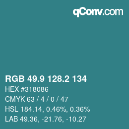 カラーコード: RGB 49.9 128.2 134 | qconv.com