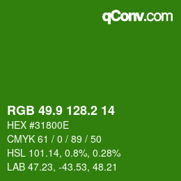 カラーコード: RGB 49.9 128.2 14 | qconv.com