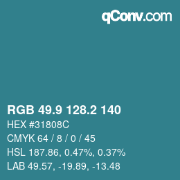 Color code: RGB 49.9 128.2 140 | qconv.com