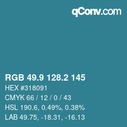 カラーコード: RGB 49.9 128.2 145 | qconv.com