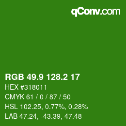 カラーコード: RGB 49.9 128.2 17 | qconv.com