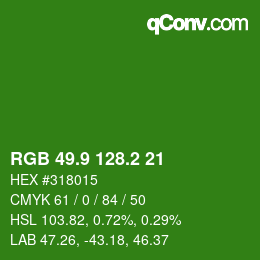 カラーコード: RGB 49.9 128.2 21 | qconv.com